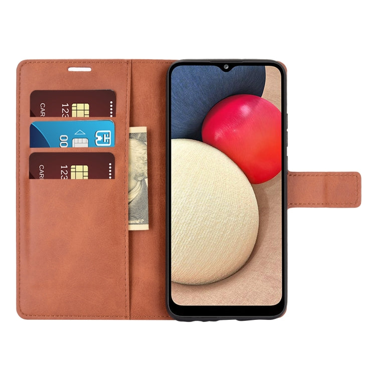 For Samsung Galaxy A02S Retro Calf Pattern Buckle Horizontal Flip Leather Case with Holder & Card Slots & Wallet