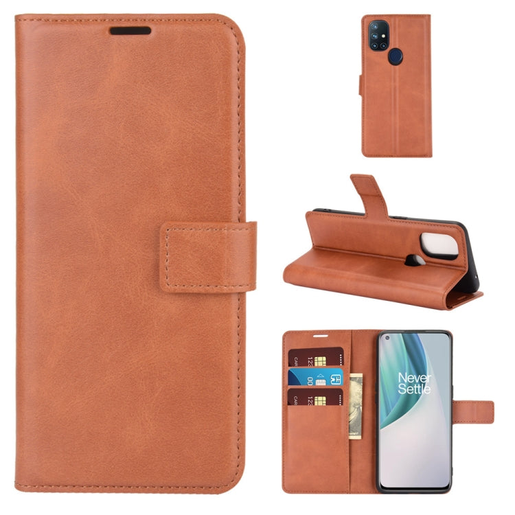 For OnePlus Nord N10 5G Retro Calf Pattern Buckle Horizontal Flip Leather Case with Holder & Card Slots & Wallet