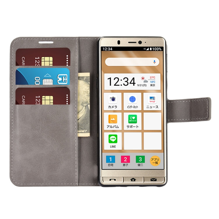 For Sharp Senior Retro Calf Pattern Buckle Horizontal Flip Leather Case with Holder & Card Slots & Wallet