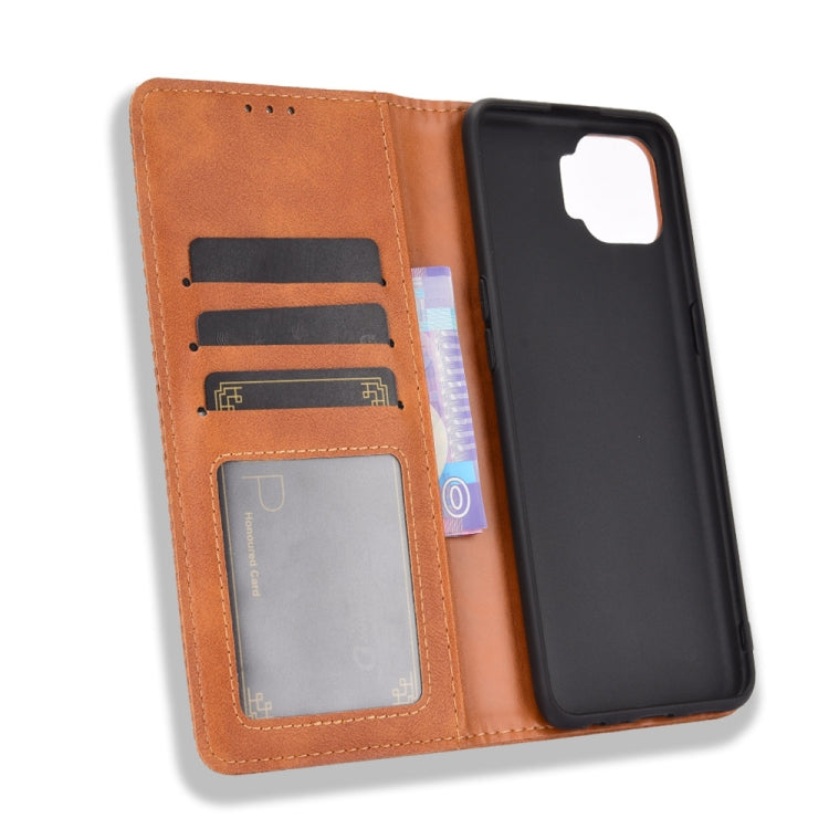 For OPPO F17 / A73 2020 Magnetic Buckle Retro Crazy Horse Texture Horizontal Flip Leather Case with Holder & Card Slots & Photo Frame