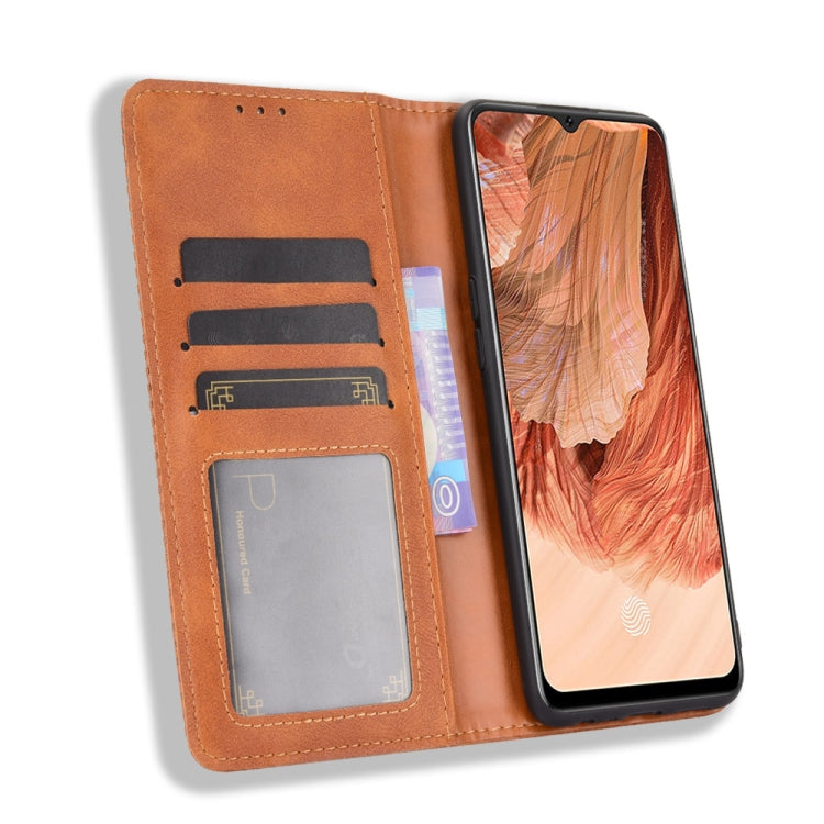 For OPPO F17 / A73 2020 Magnetic Buckle Retro Crazy Horse Texture Horizontal Flip Leather Case with Holder & Card Slots & Photo Frame