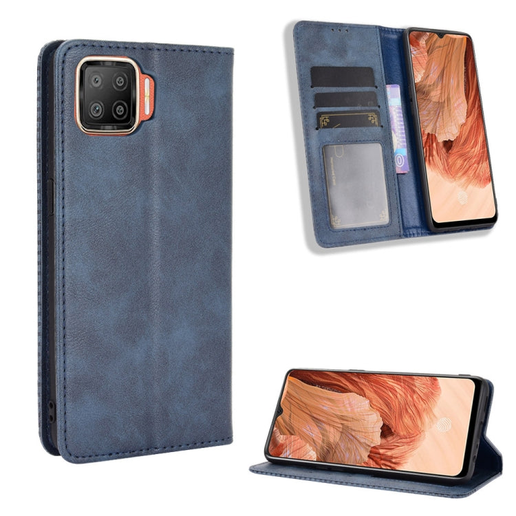 For OPPO F17 / A73 2020 Magnetic Buckle Retro Crazy Horse Texture Horizontal Flip Leather Case with Holder & Card Slots & Photo Frame