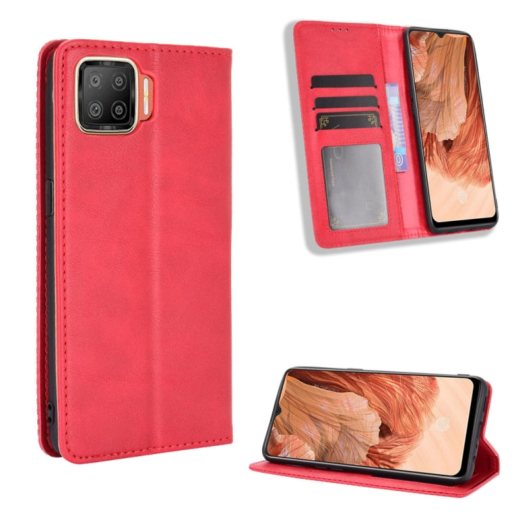 For OPPO F17 / A73 2020 Magnetic Buckle Retro Crazy Horse Texture Horizontal Flip Leather Case with Holder & Card Slots & Photo Frame