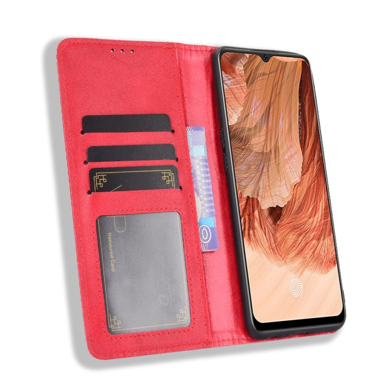 For OPPO F17 / A73 2020 Magnetic Buckle Retro Crazy Horse Texture Horizontal Flip Leather Case with Holder & Card Slots & Photo Frame
