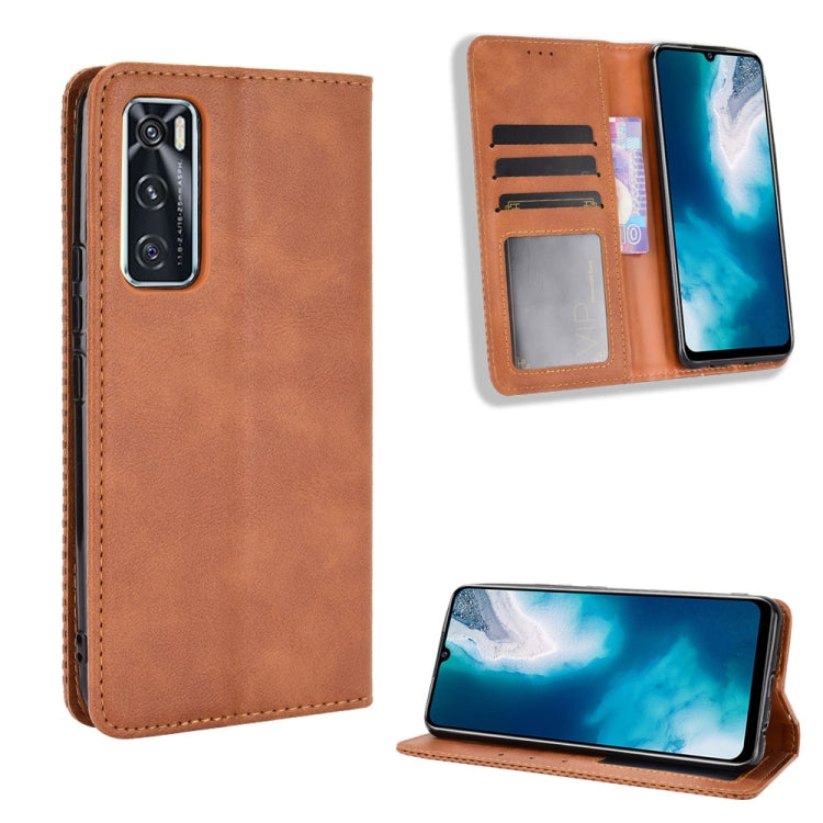 For vivo V20 SE/Y70 2020 Magnetic Buckle Retro Crazy Horse Texture Horizontal Flip Leather Case  , with Holder & Card Slots & Photo Frame