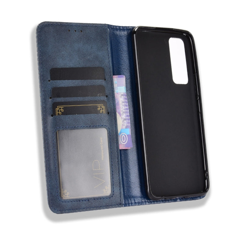 For vivo V20 SE/Y70 2020 Magnetic Buckle Retro Crazy Horse Texture Horizontal Flip Leather Case  , with Holder & Card Slots & Photo Frame