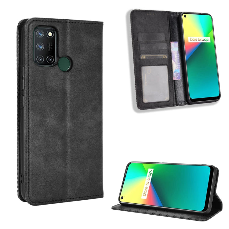 For OPPO Realme C17/ Realme 7i Magnetic Buckle Retro Crazy Horse Texture Horizontal Flip Leather Case with Holder & Card Slots & Photo Frame