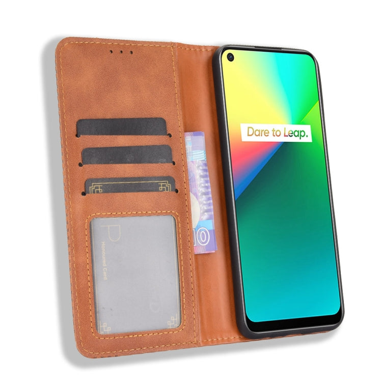 For OPPO Realme C17/ Realme 7i Magnetic Buckle Retro Crazy Horse Texture Horizontal Flip Leather Case with Holder & Card Slots & Photo Frame