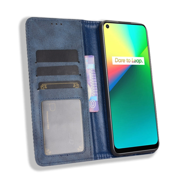 For OPPO Realme C17/ Realme 7i Magnetic Buckle Retro Crazy Horse Texture Horizontal Flip Leather Case with Holder & Card Slots & Photo Frame