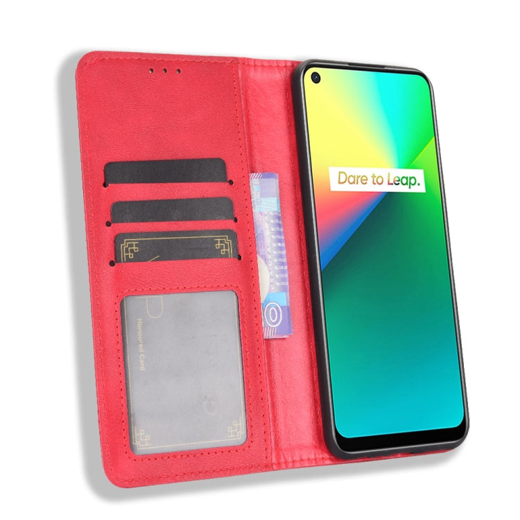 For OPPO Realme C17/ Realme 7i Magnetic Buckle Retro Crazy Horse Texture Horizontal Flip Leather Case with Holder & Card Slots & Photo Frame