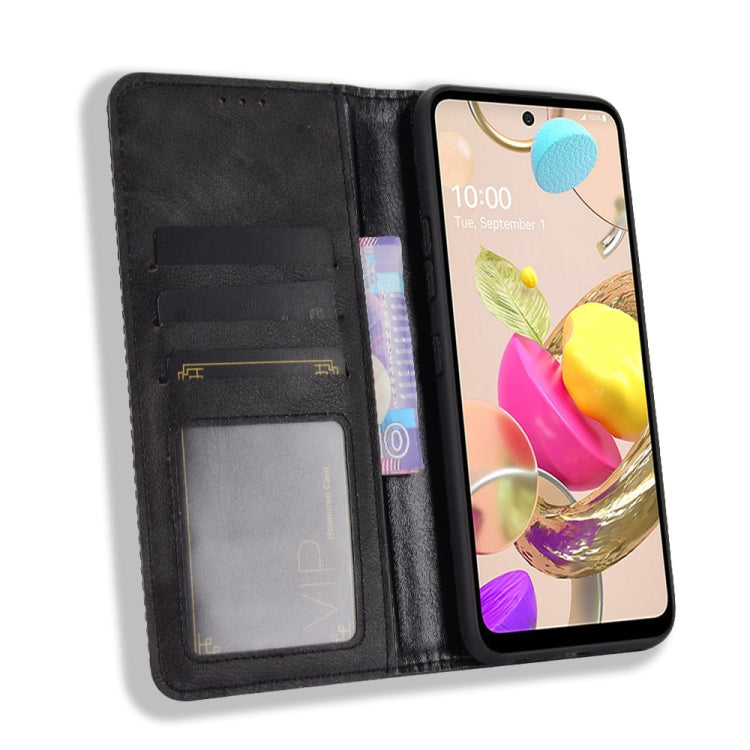 For LG K42 Magnetic Buckle Retro Crazy Horse Texture Horizontal Flip Leather Case  , with Holder & Card Slots & Photo Frame