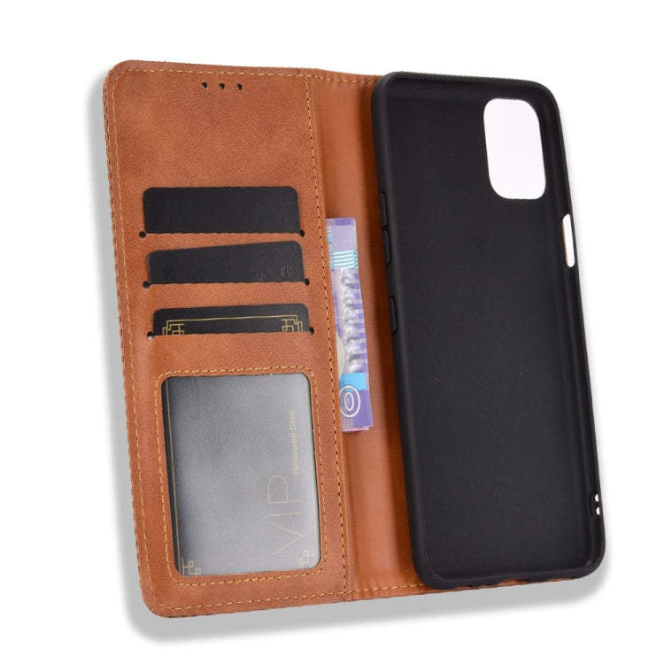 For LG K42 Magnetic Buckle Retro Crazy Horse Texture Horizontal Flip Leather Case  , with Holder & Card Slots & Photo Frame
