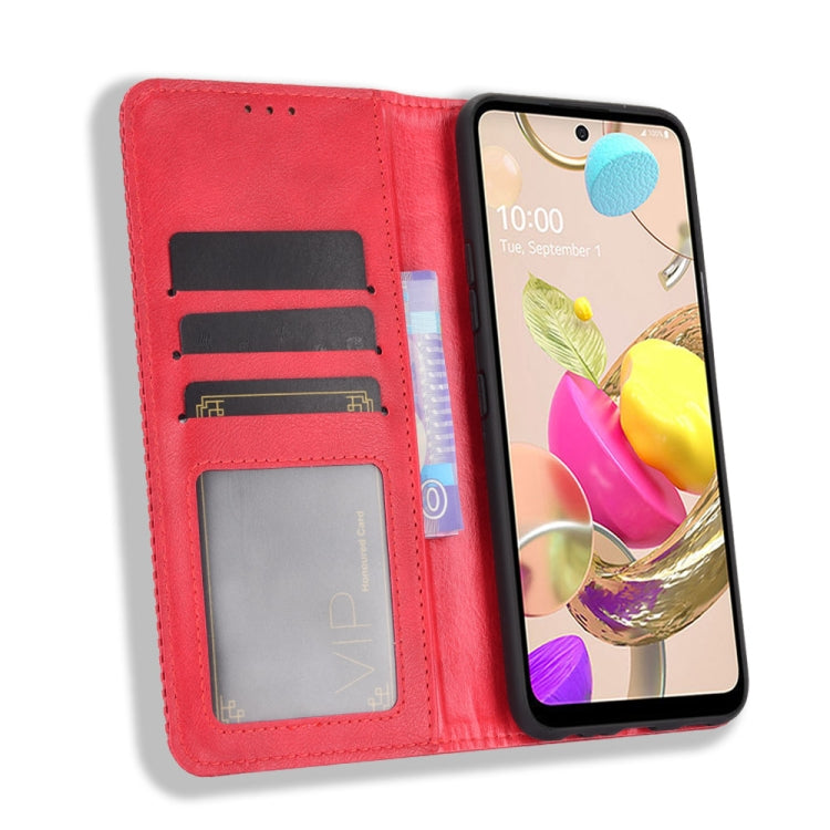 For LG K42 Magnetic Buckle Retro Crazy Horse Texture Horizontal Flip Leather Case  , with Holder & Card Slots & Photo Frame
