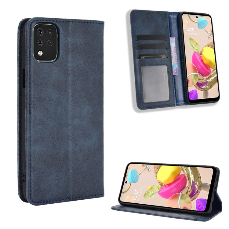 For LG K42 Magnetic Buckle Retro Crazy Horse Texture Horizontal Flip Leather Case  , with Holder & Card Slots & Photo Frame