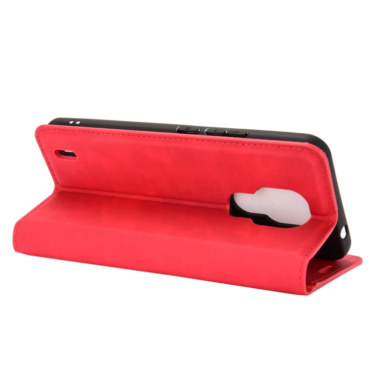 For Motorola Moto E7 Retro-skin Business Magnetic Suction Leather Case with Holder & Card Slots & Wallet