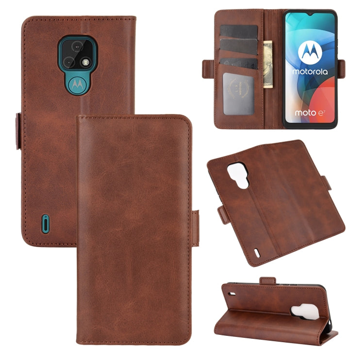 For Motorola Moto E7 Dual-side Magnetic Buckle Horizontal Flip Leather Case with Holder & Card Slots & Wallet
