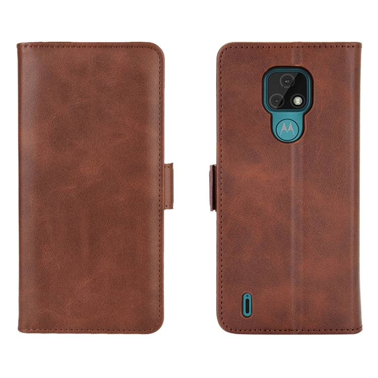 For Motorola Moto E7 Dual-side Magnetic Buckle Horizontal Flip Leather Case with Holder & Card Slots & Wallet