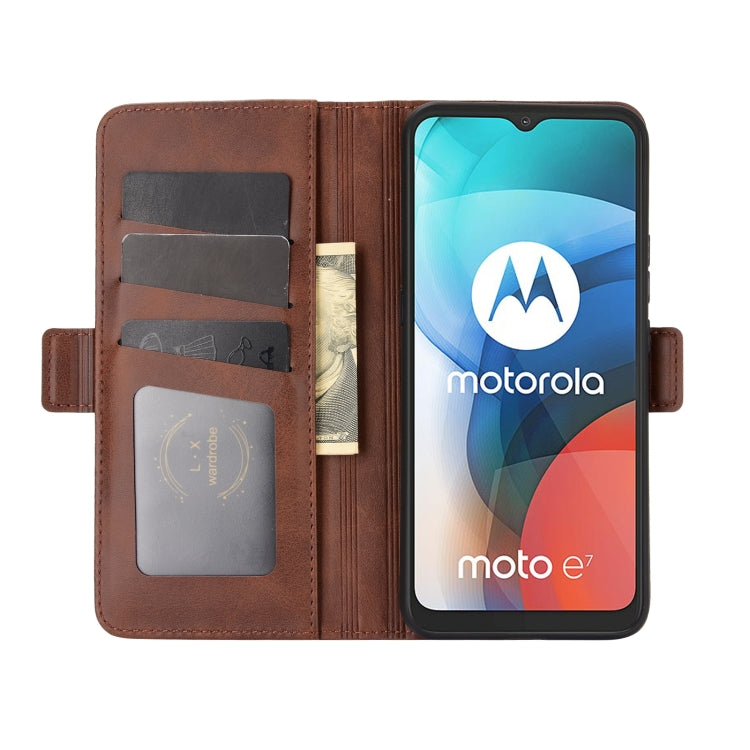 For Motorola Moto E7 Dual-side Magnetic Buckle Horizontal Flip Leather Case with Holder & Card Slots & Wallet