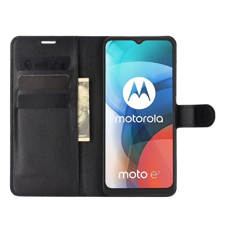For Motorola Moto E7 Litchi Texture Horizontal Flip Protective Case with Holder & Card Slots & Wallet