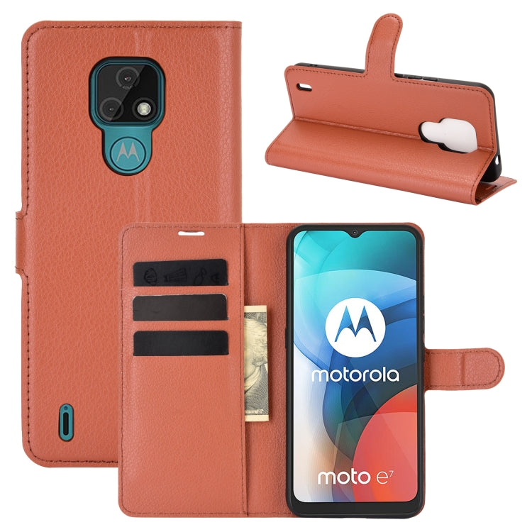 For Motorola Moto E7 Litchi Texture Horizontal Flip Protective Case with Holder & Card Slots & Wallet