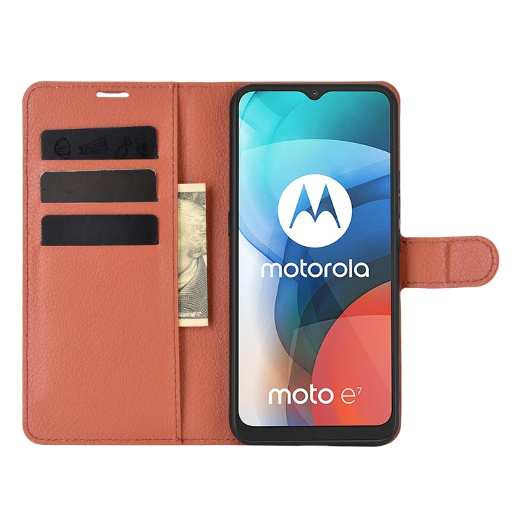 For Motorola Moto E7 Litchi Texture Horizontal Flip Protective Case with Holder & Card Slots & Wallet