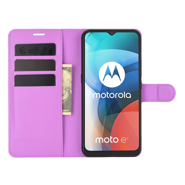For Motorola Moto E7 Litchi Texture Horizontal Flip Protective Case with Holder & Card Slots & Wallet
