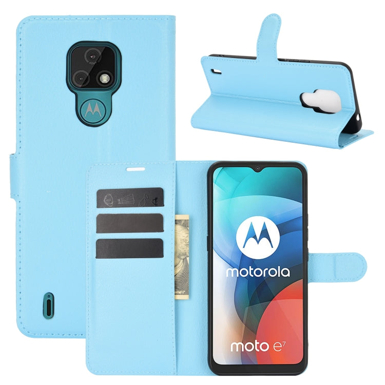 For Motorola Moto E7 Litchi Texture Horizontal Flip Protective Case with Holder & Card Slots & Wallet