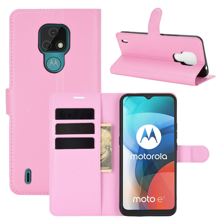 For Motorola Moto E7 Litchi Texture Horizontal Flip Protective Case with Holder & Card Slots & Wallet