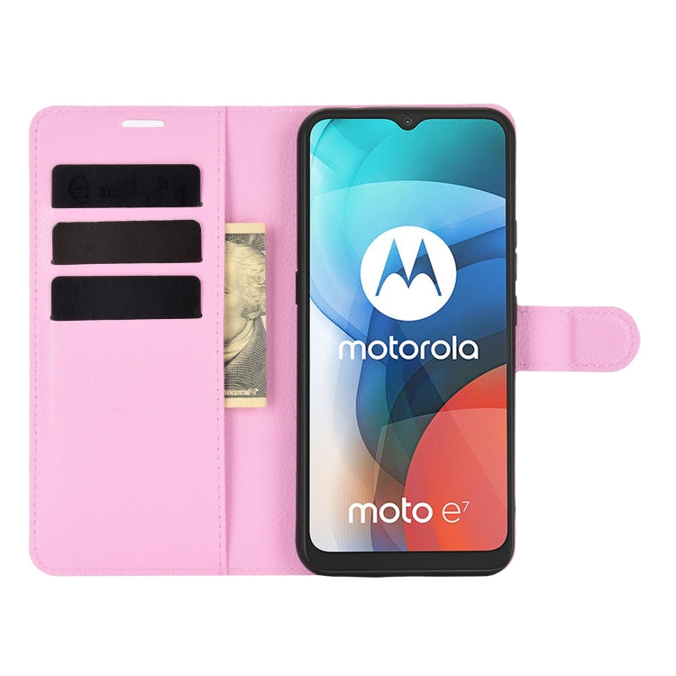 For Motorola Moto E7 Litchi Texture Horizontal Flip Protective Case with Holder & Card Slots & Wallet