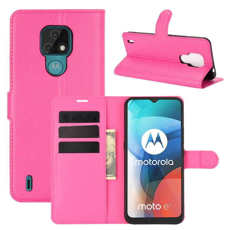 For Motorola Moto E7 Litchi Texture Horizontal Flip Protective Case with Holder & Card Slots & Wallet