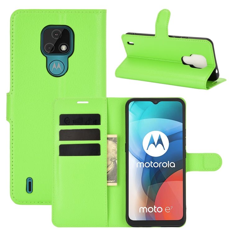 For Motorola Moto E7 Litchi Texture Horizontal Flip Protective Case with Holder & Card Slots & Wallet