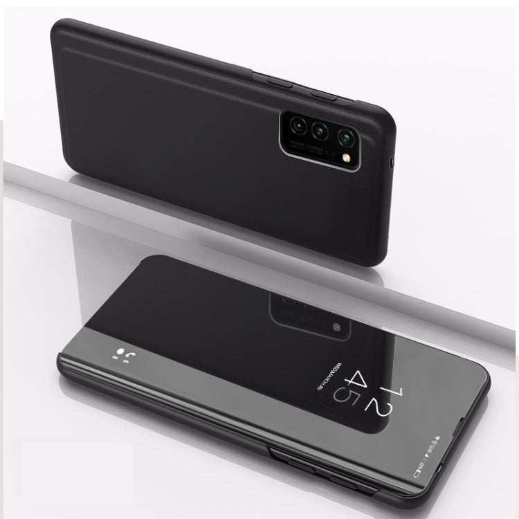 For Samsung Galaxy A02s (EU Verison) Plated Mirror Horizontal Flip Leather Case with Holder