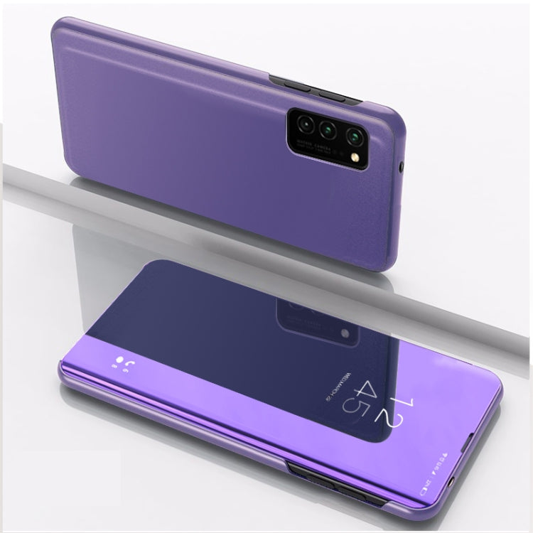 For Samsung Galaxy A02s (EU Verison) Plated Mirror Horizontal Flip Leather Case with Holder