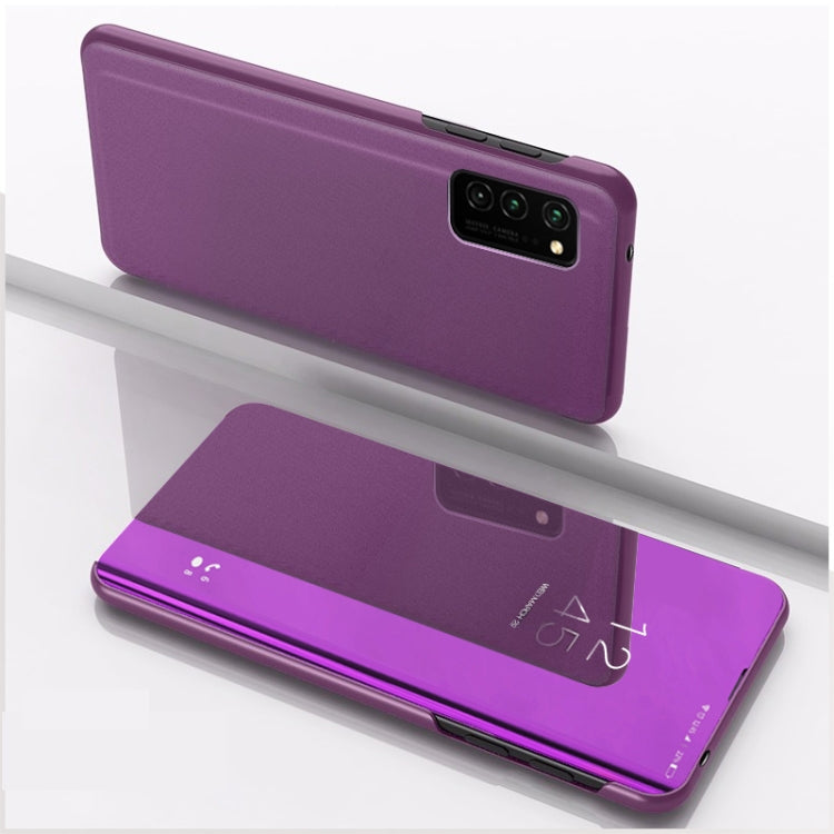 For Samsung Galaxy A02s (EU Verison) Plated Mirror Horizontal Flip Leather Case with Holder