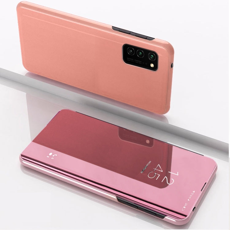 For Samsung Galaxy A02s (EU Verison) Plated Mirror Horizontal Flip Leather Case with Holder