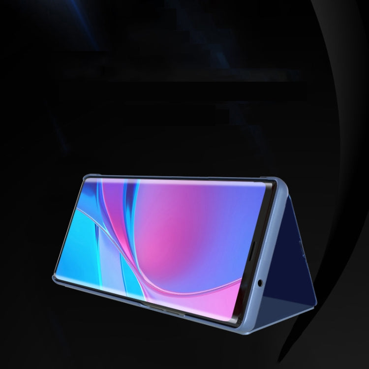 For Samsung Galaxy A12 Plated Mirror Horizontal Flip Leather Case with Holder
