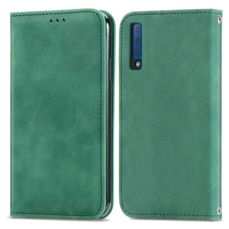 For Samsung Galaxy A7  2018 Retro Skin Feel Business Magnetic Horizontal Flip Leather Case with Holder & Card Slots & Wallet & Photo Frame