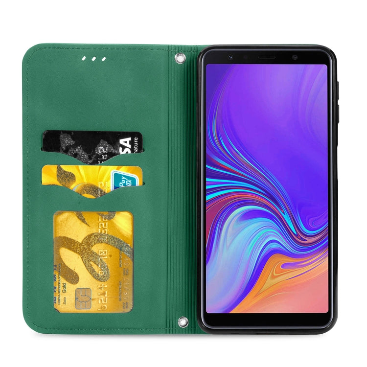 For Samsung Galaxy A7  2018 Retro Skin Feel Business Magnetic Horizontal Flip Leather Case with Holder & Card Slots & Wallet & Photo Frame