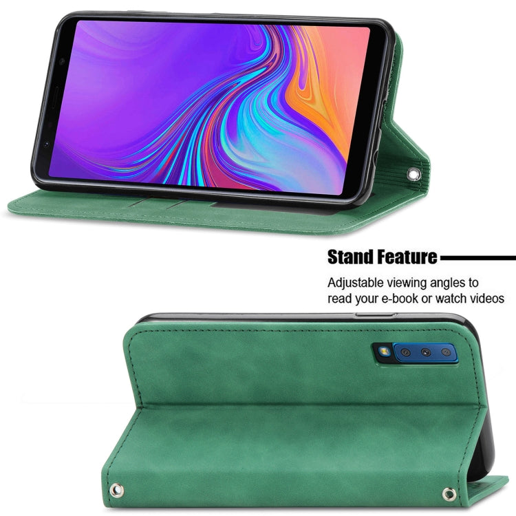 For Samsung Galaxy A7  2018 Retro Skin Feel Business Magnetic Horizontal Flip Leather Case with Holder & Card Slots & Wallet & Photo Frame