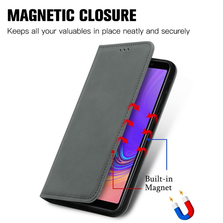 For Samsung Galaxy A7  2018 Retro Skin Feel Business Magnetic Horizontal Flip Leather Case with Holder & Card Slots & Wallet & Photo Frame