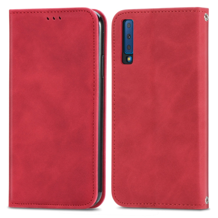 For Samsung Galaxy A7  2018 Retro Skin Feel Business Magnetic Horizontal Flip Leather Case with Holder & Card Slots & Wallet & Photo Frame
