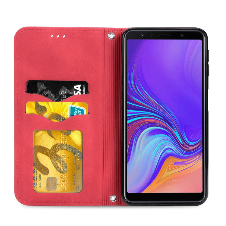 For Samsung Galaxy A7  2018 Retro Skin Feel Business Magnetic Horizontal Flip Leather Case with Holder & Card Slots & Wallet & Photo Frame