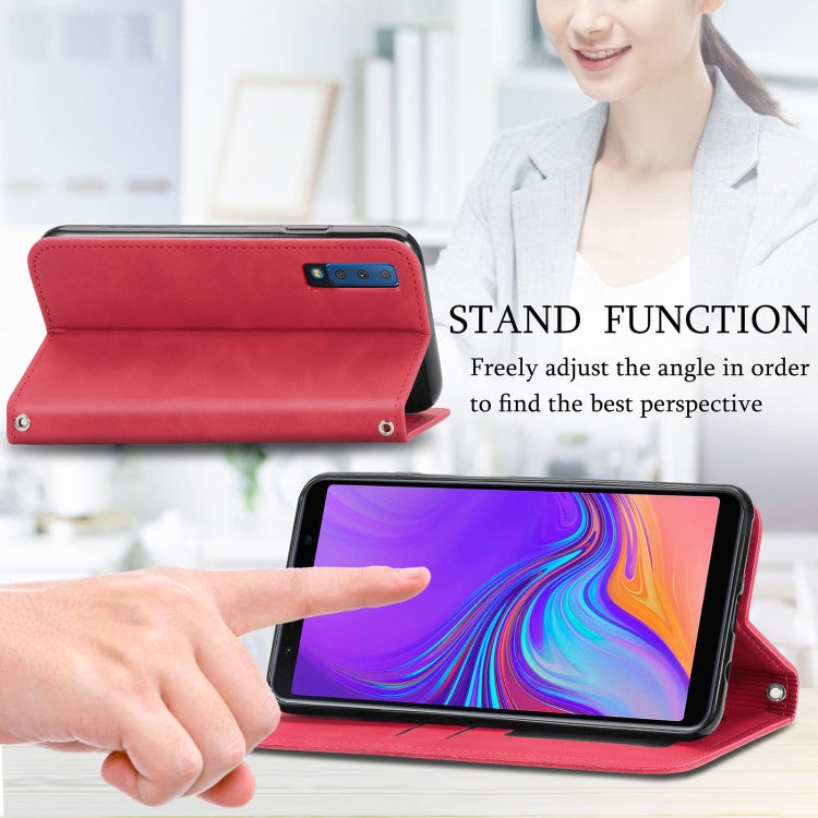 For Samsung Galaxy A7  2018 Retro Skin Feel Business Magnetic Horizontal Flip Leather Case with Holder & Card Slots & Wallet & Photo Frame