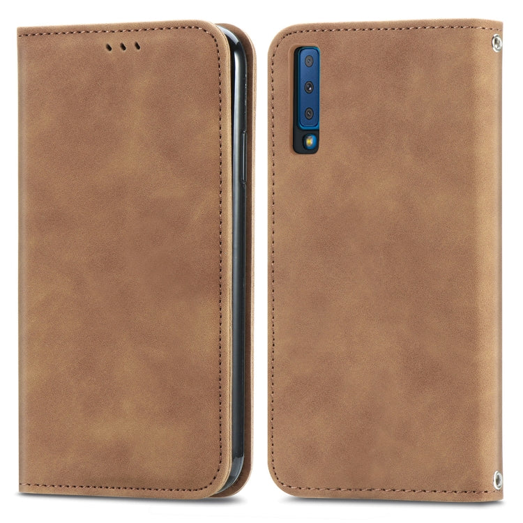 For Samsung Galaxy A7  2018 Retro Skin Feel Business Magnetic Horizontal Flip Leather Case with Holder & Card Slots & Wallet & Photo Frame