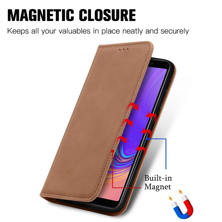 For Samsung Galaxy A7  2018 Retro Skin Feel Business Magnetic Horizontal Flip Leather Case with Holder & Card Slots & Wallet & Photo Frame