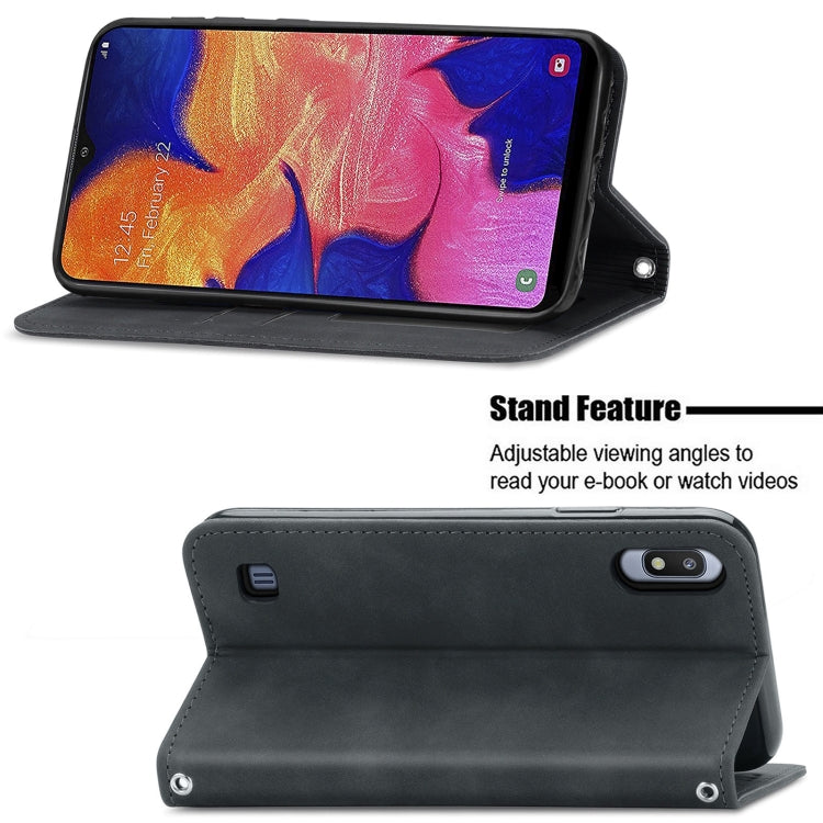 For Samsung Galaxy A10 Retro Skin Feel Business Magnetic Horizontal Flip Leather Case with Holder & Card Slots & Wallet & Photo Frame