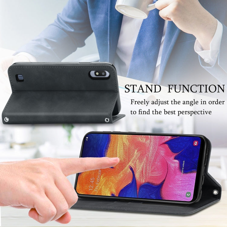 For Samsung Galaxy A10 Retro Skin Feel Business Magnetic Horizontal Flip Leather Case with Holder & Card Slots & Wallet & Photo Frame