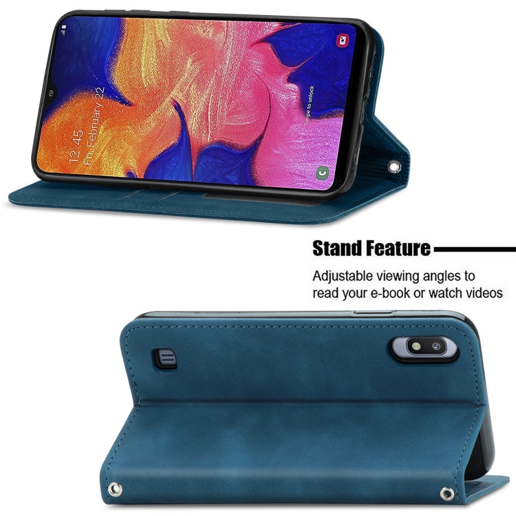 For Samsung Galaxy A10 Retro Skin Feel Business Magnetic Horizontal Flip Leather Case with Holder & Card Slots & Wallet & Photo Frame