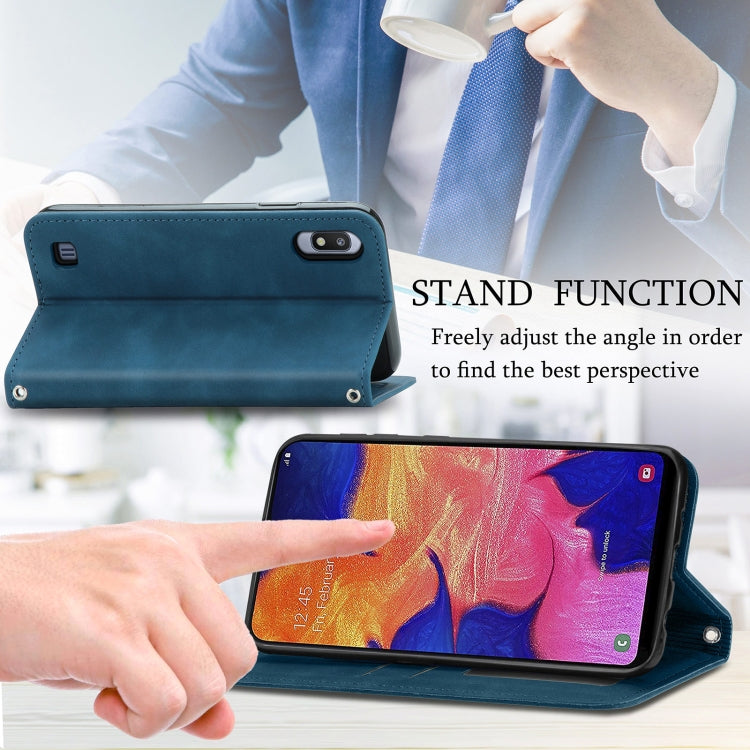 For Samsung Galaxy A10 Retro Skin Feel Business Magnetic Horizontal Flip Leather Case with Holder & Card Slots & Wallet & Photo Frame
