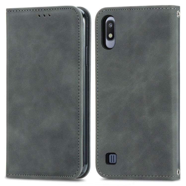 For Samsung Galaxy A10 Retro Skin Feel Business Magnetic Horizontal Flip Leather Case with Holder & Card Slots & Wallet & Photo Frame